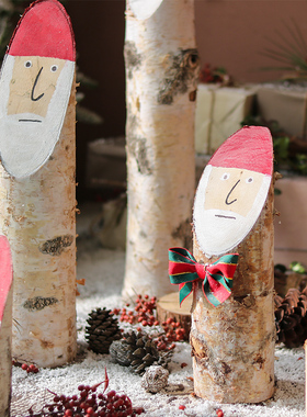 圣诞节摆件场景布置白桦木