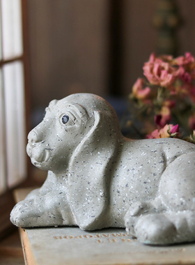 水泥趴趴狗北欧风杂货装饰摆件