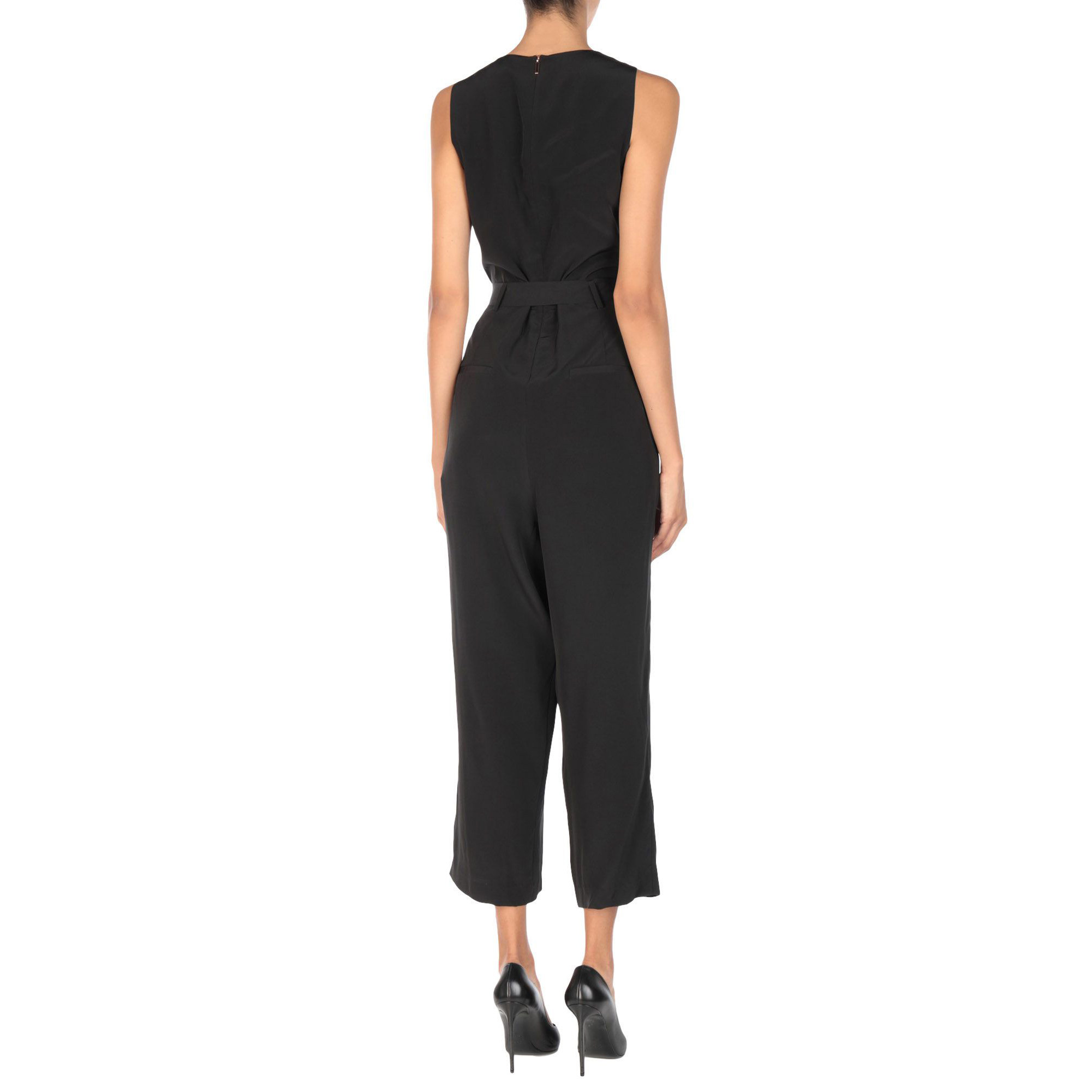 重磅!真丝桑蚕丝连体裤女夏连衣裤长裤无袖v领气质欧美高端ol通勤