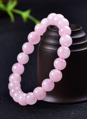 粉水晶芙蓉晶粉晶情侣半透手链