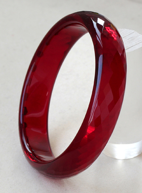 手镯酒红色多切刻面大宽型搭配