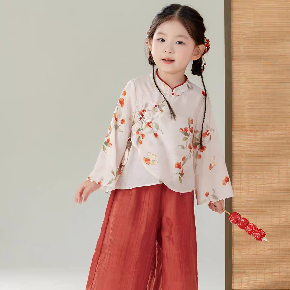 女童新中式国风阔腿裤套装秋装2025新款洋气儿童巨好看中大童国风,淘宝优惠券,粉丝福利购,淘宝优惠卷
