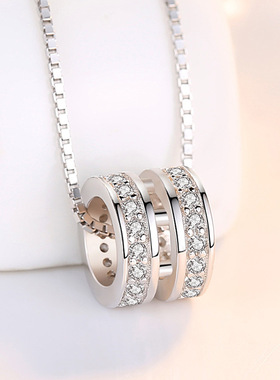 夏秋S925小蛮腰纯银项链女式潮时尚网红个性简约项饰几何圆形饰品