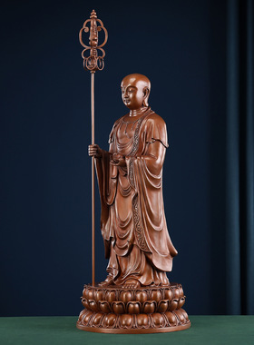 新品 紫铜地藏王佛像家居办公室桌面地藏王工艺品立像装饰摆件