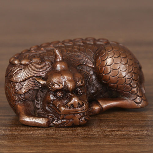 紫铜麒麟镇纸摆件家居办公室桌面迷你瑞兽工艺品麒麟礼品书桌摆设 - 图2