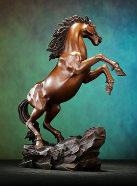 铜天下黄铜跃马摆件马到成功家居办公室客厅马装饰品开业礼品