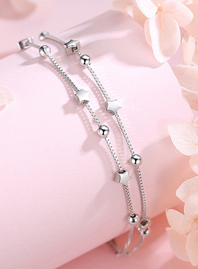 星星925纯银手链女小众设计学生韩版简约个性森系情人节生日礼物