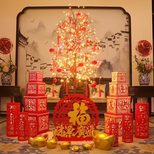 新年过年装饰品场景布置套餐商场酒店年会橱窗室内春节堆头摆饰件 - 图2