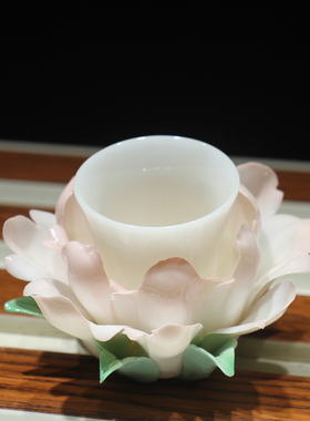 东方美学陶瓷牡丹花神杯垫摆件