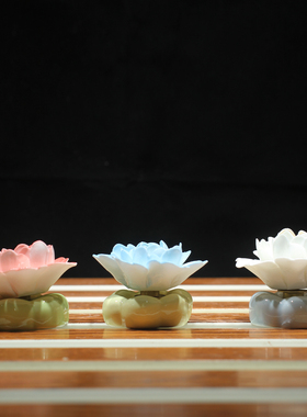 东方陶礼陶瓷莲花古典装饰摆件