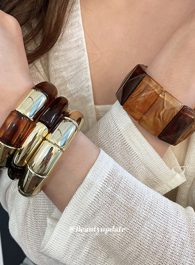 美拉德复古亚克力方形拼接手链欧美跨境时尚小众手环轻奢气质手饰