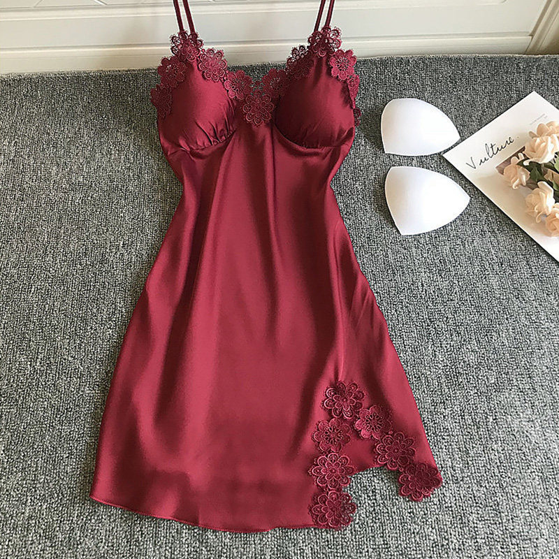 吊带夏季冰丝纯色火辣私房性感睡裙 热妒睡裙