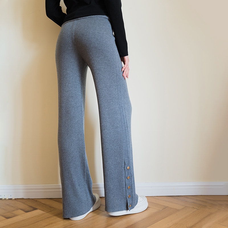 BELLYWEAR孕妇针织阔腿裤时尚宽松显瘦竖坑条纹理直筒拖地裤秋装,淘宝优惠券,粉丝福利购,淘宝优惠卷