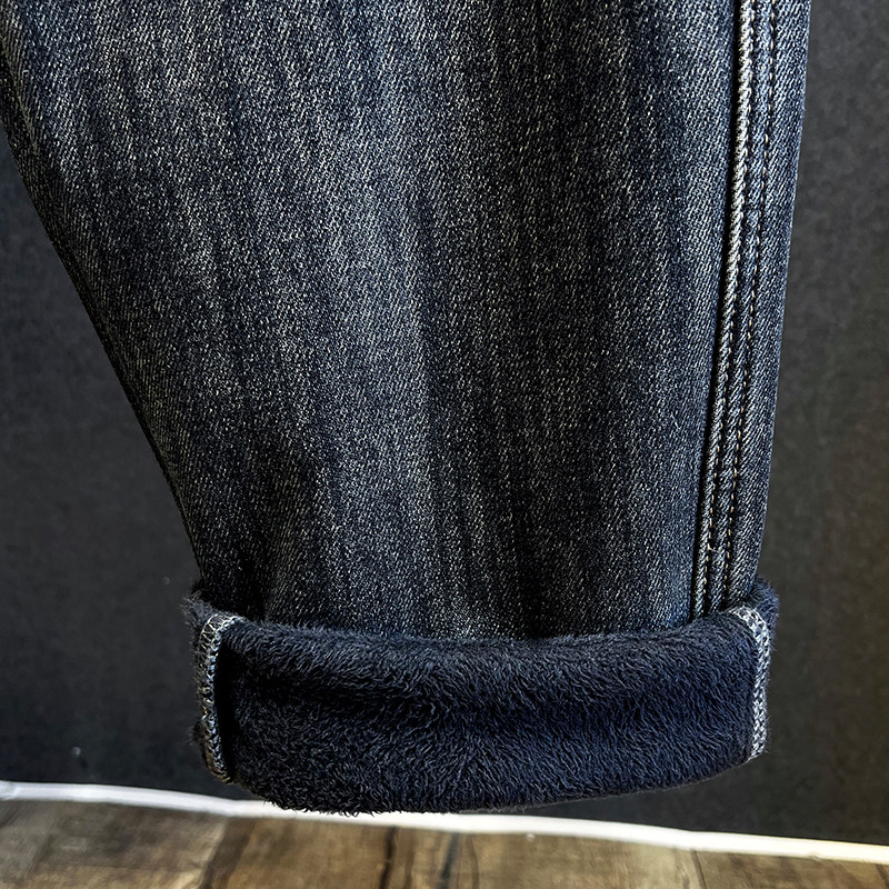 2025秋季新款复古牛仔裤男士宽松大码冬季加绒加厚男生九分哈伦裤,淘宝优惠券,粉丝福利购,淘宝优惠卷