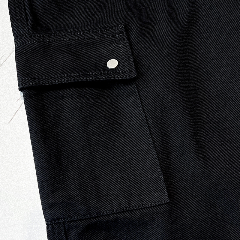 高街纯黑牛仔裤男士直筒宽松阔腿老爹潮牌大码秋季工装休闲长裤子 - 图1