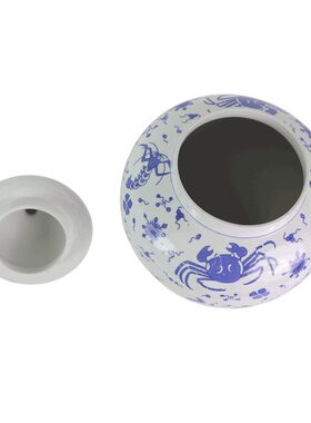 景德镇陶瓷器青花瓷将军罐摆件中式仿古客厅玄关装饰品