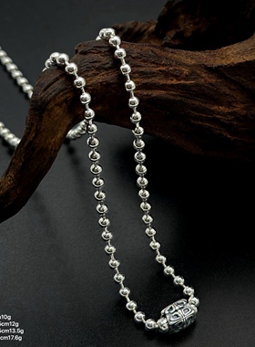 S925纯银十字花项链潮流链毛衣链