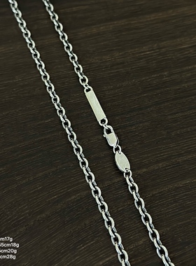 羊羊家S925纯银日韩风格挂坠百搭个性时尚男女方形竹节项链配链