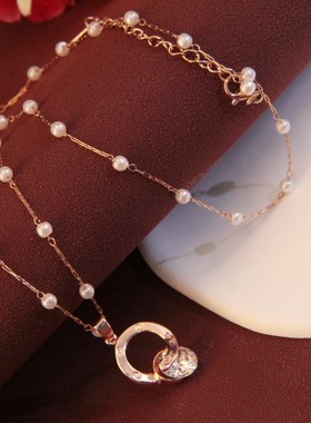 钛钢女短款锁骨链项链