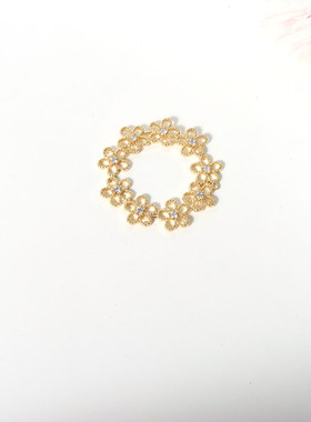 DIY饰品配件单孔镶钻圆形吊坠 时尚简约镂空蕾丝边挂件项链坠