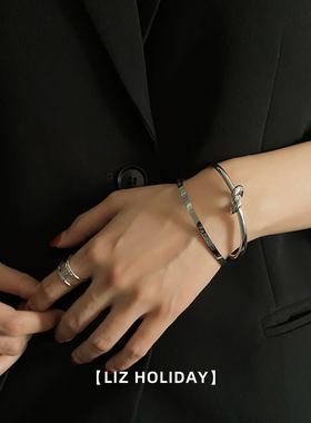 欧美极简风黄铜打结设计手镯情侣