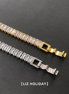 原创小众设计彩色锆石黄铜手链女