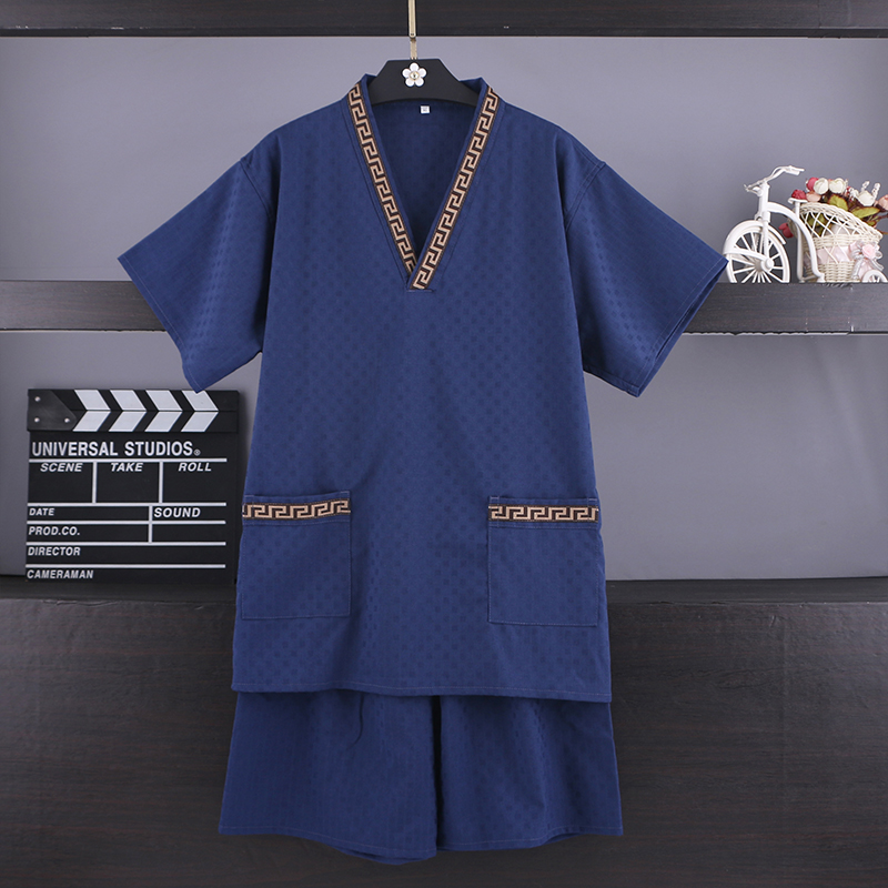 2023新款男女通用高档汗蒸服足疗按摩浴服家居睡衣服加大码浴裤服 - 图0