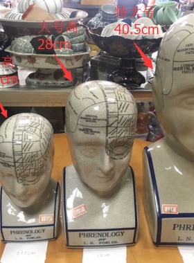 原单冰裂纹人头相学陶瓷软装摆件