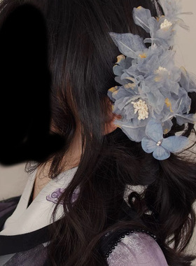 水墨色系列烫花古风仙气森系花朵发夹发饰绢花唐风汉服古装配饰