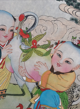 手绘杨柳青年画蟠桃祝寿送长辈