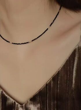 四季百搭女款黑尖晶锁骨链