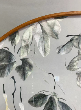 婚礼庆典圆刺绣装裱双面装饰画