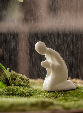 新中式风白瓷茶室园艺造景小摆件