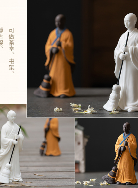 禅意紫砂小和尚家居客厅桌面摆件