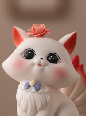 创意陶瓷九尾狐工艺品摆件