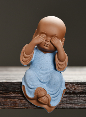 创意紫砂三不小和尚香炉桌面摆件