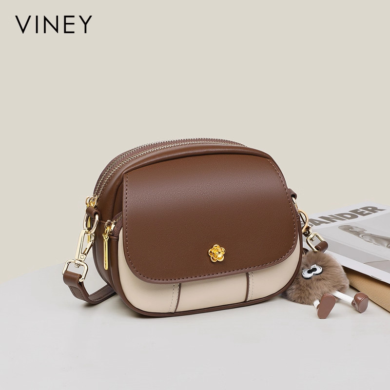 Viney包包2025新款真皮女包小圆包轻奢小众高级感手机包斜挎小包 - 图1