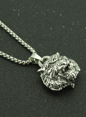 个性复古老虎头骨灰盒吊坠 纪念亲人宠物香水瓶项链挂件 可打开