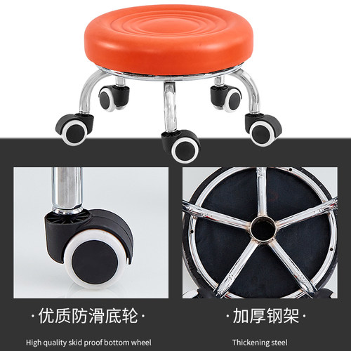 带轮小凳子圆矮凳美缝滑轮移动沙发凳带娃神器儿童学步换鞋凳简约 - 图1
