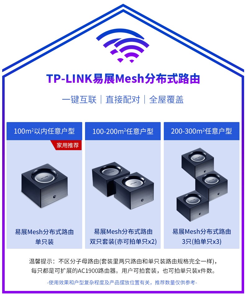 tplink子母路由器一拖二家用易展分布式WIFI千兆高速无线mesh组网双频5g分体式套装全屋大户型WDR7650字母 - 图3