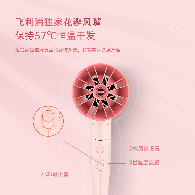 飞利浦吹风机家用负离子护发速干大风力便携折叠宿舍专用官方正品