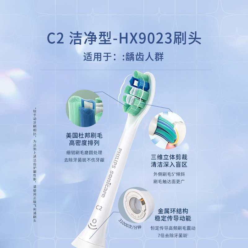 飞利浦电动牙刷替换刷头HX9023/9033/6063/C2/G2/W2适配6730/3226