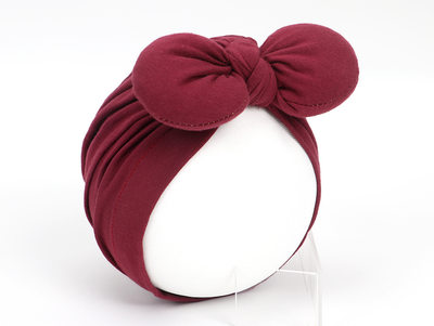 春夏薄款女童帽子女宝宝婴儿纯棉胖胖耳兔打结印度帽公主包头帽子 虎窝淘