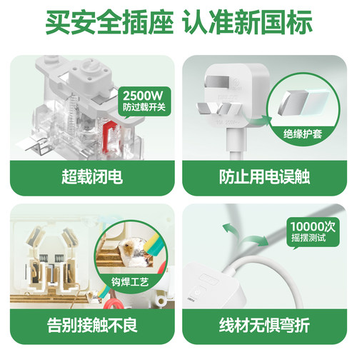 德力西插座USBC插线板插排多孔智能排插家用充电接线板插板宿舍米 - 图0