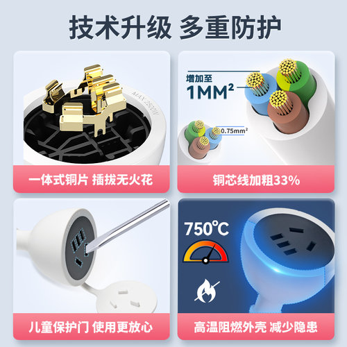 德力西延长线插座电源五孔插头冰箱接线板空调专用大功率家用插排 - 图0