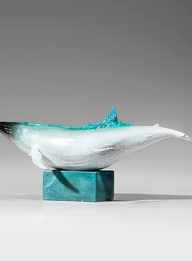 鲸落物语纯铜鲸鱼黄铜摆件工艺品铜器家居客厅玄关装饰品手办雕像