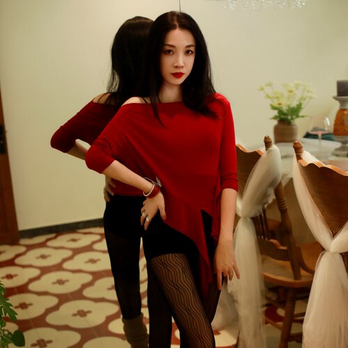 纪小白原创莫代尔棉七分袖肚皮舞上衣古典舞现代舞显瘦百搭 - 图0