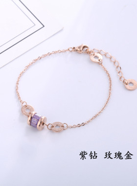 罗马数字百搭钛钢玫瑰金手饰品