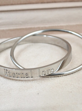 love双环玫瑰金钛钢不掉色手环