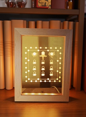 古籍传承精雕佛灯摆件USBLED实木夜灯展灯地藏灯图九莲灯图吉祥灯